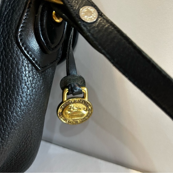Vintage Dooney & Bourke Black Leather Crossbody Bag with Brass Gold Toned-Detail - Picture 4 of 16